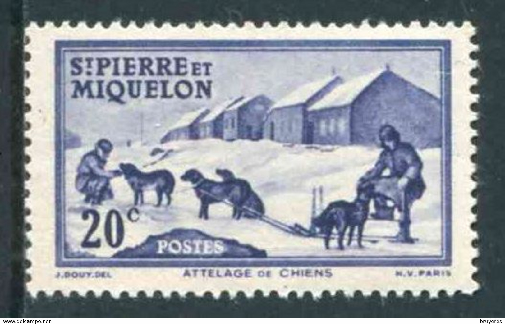 TIMBRE** De 1942 De ST-PIERRE Et MIQUELON "20 C. - Attelage" (sans RF) - Otros & Sin Clasificación