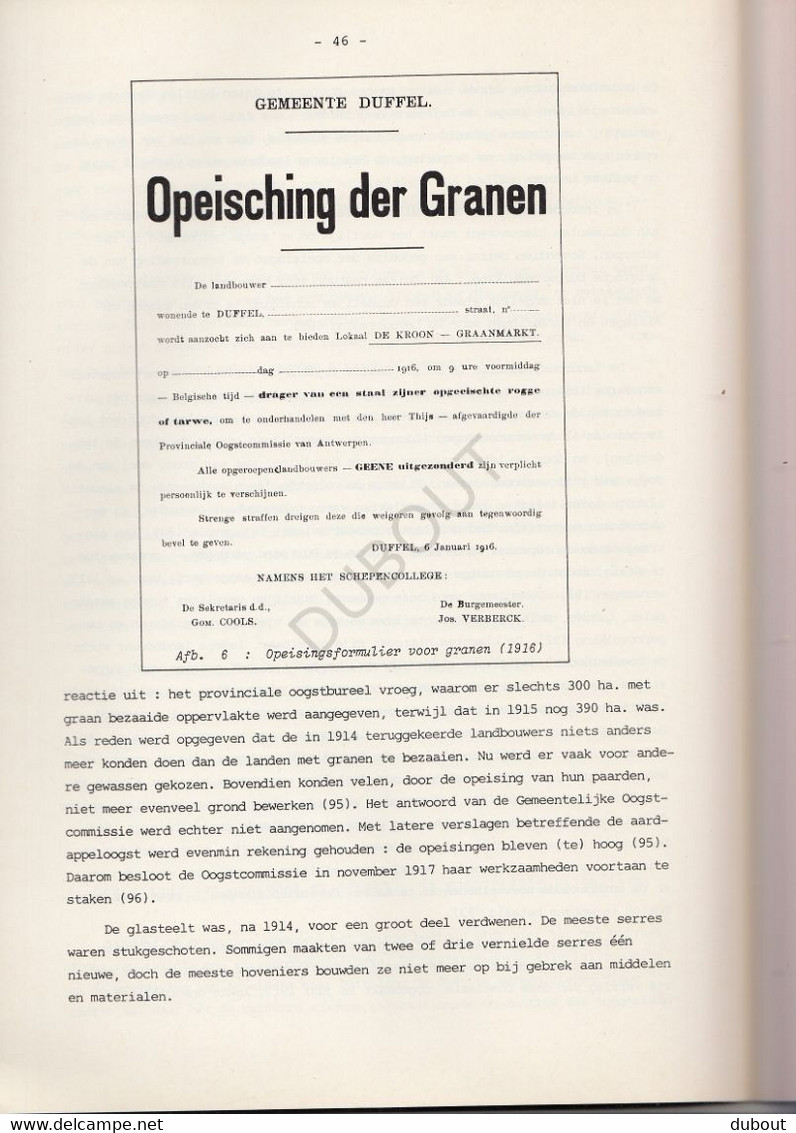 DUFFEL - Een Dorp In De Oorlog - F. Keersmaekers - Oorlogsgebeurtenissen Te Duffel 1914-1918 - Ed. 1989 (U859) - Andere & Zonder Classificatie