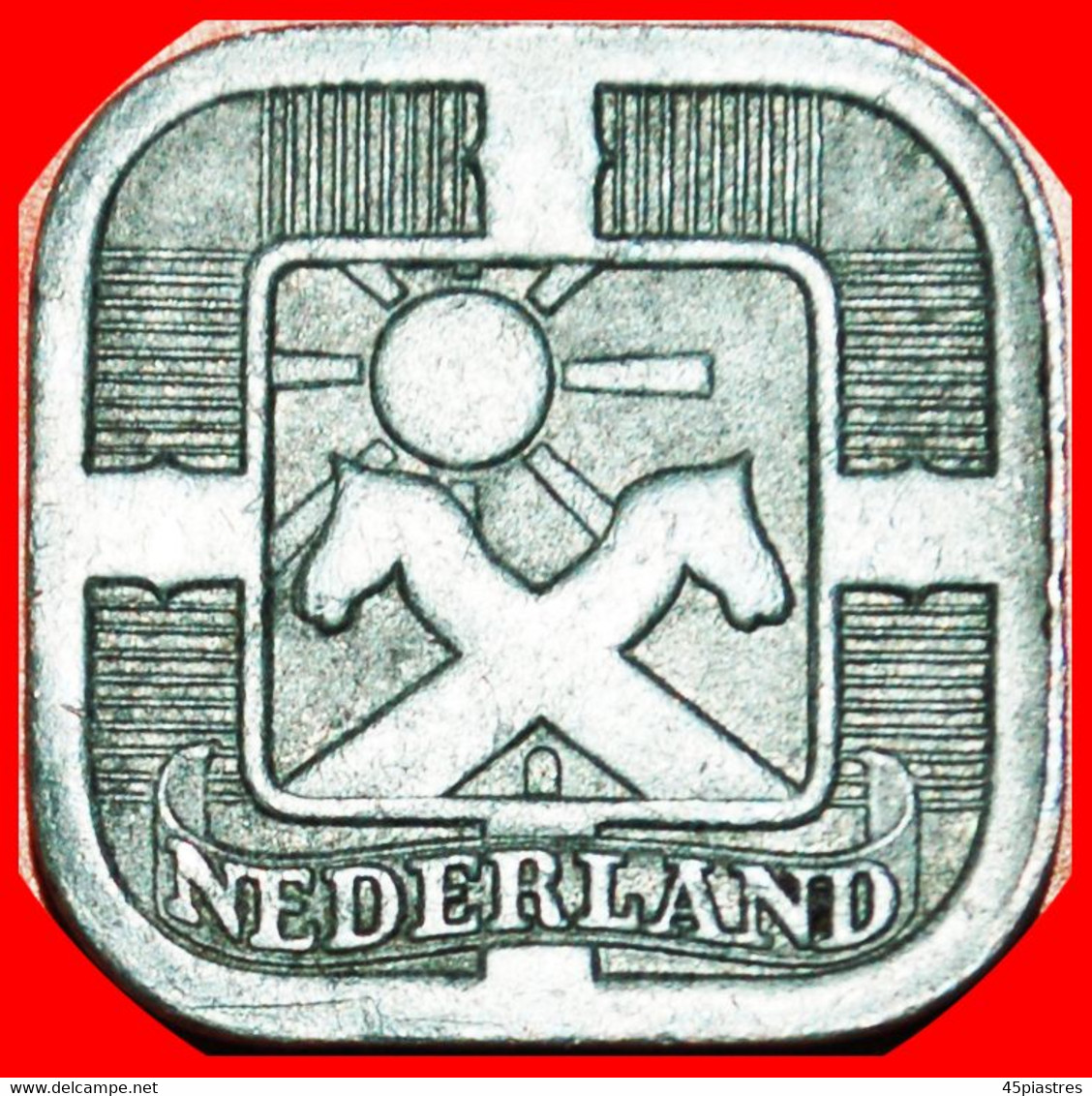 • OCCUPATION BY GERMANY (1941-1943) SUN: NETHERLANDS ★ 5 CENTS 1942! WILHELMINA (1890-1948)! LOW START ★ NO RESERVE! - 5 Cent