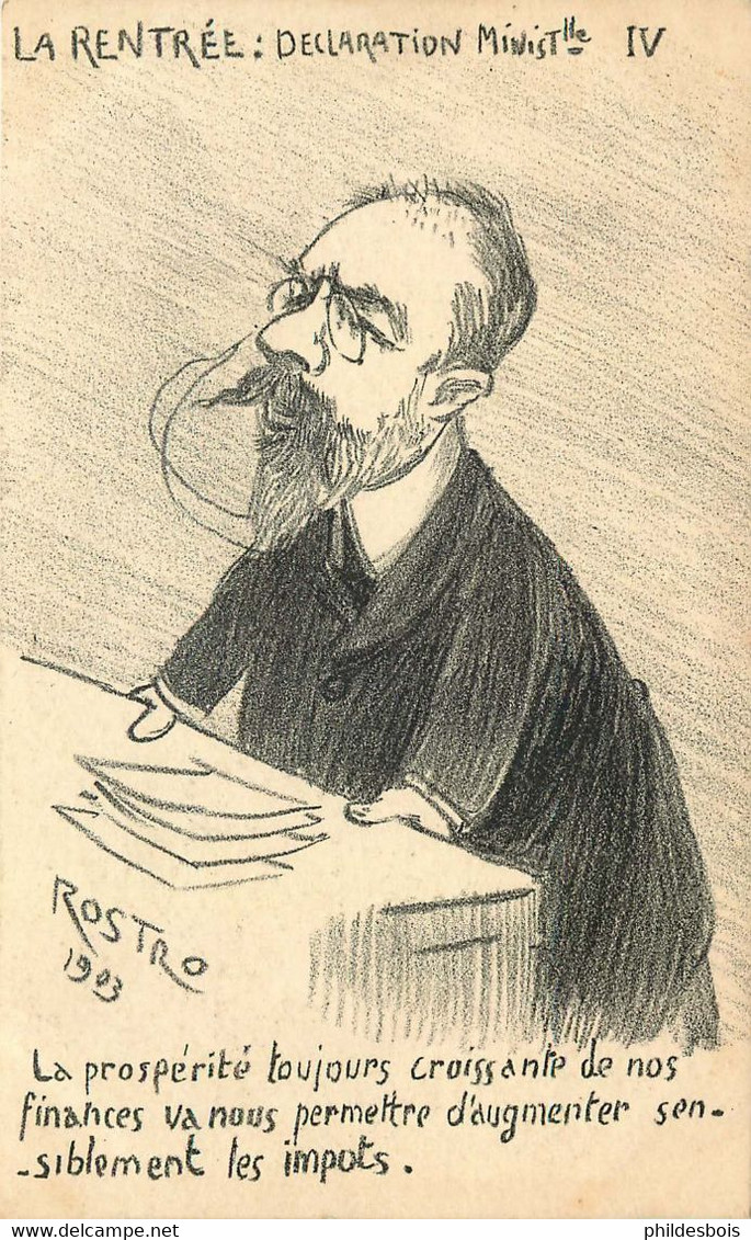 CARICATURE POLITIQUE  Georges 1er   " La Rentrée Déclaration Ministerielle "  N°IV  Illustrateur ROSTRO - Personnages