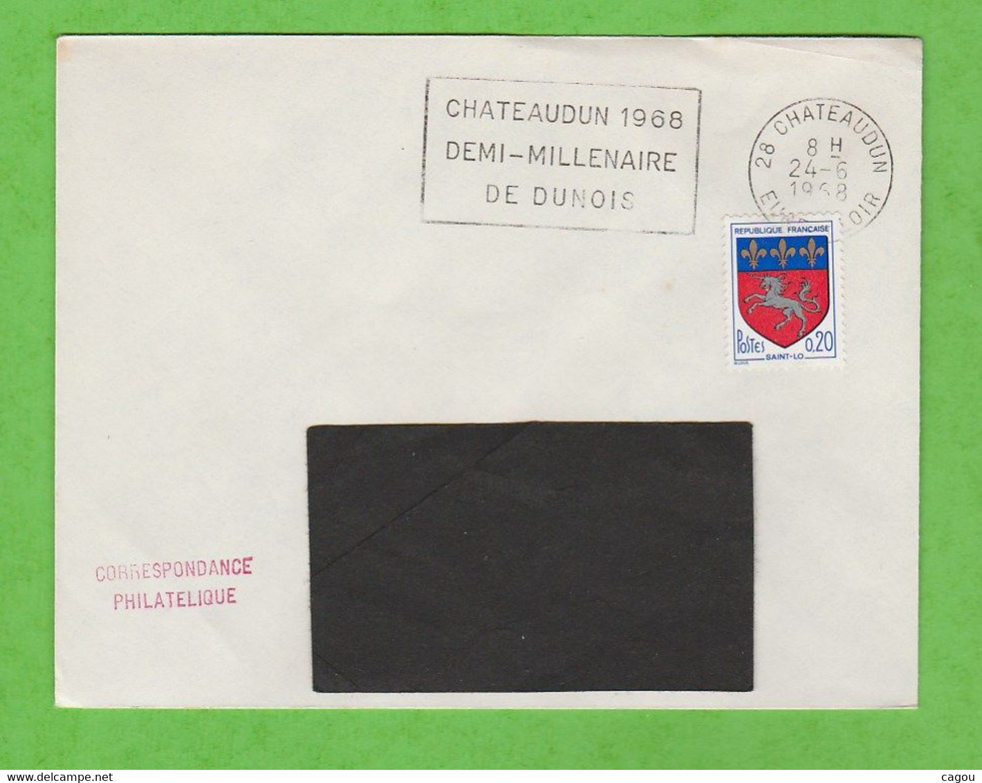 FLAMME TEMPORAIRE 28 CHATEAUDUN 1968 DEMI - MILLENAIRE DE DUNOIS - Storia Postale