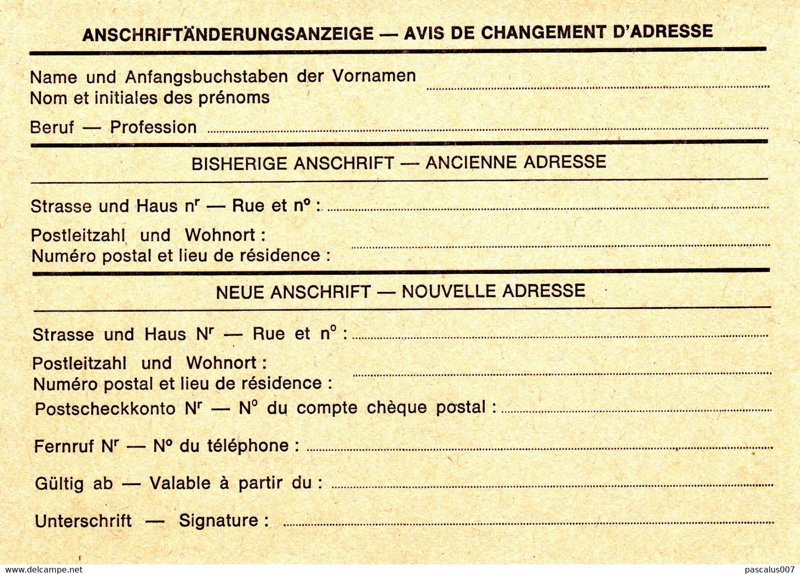 B01-314 AP - Entier Postal - Carte Postale Avis De Changement D'adresse N° 22 - Chiffre Sur Lion Héraldique Série De 5 - Avis Changement Adresse