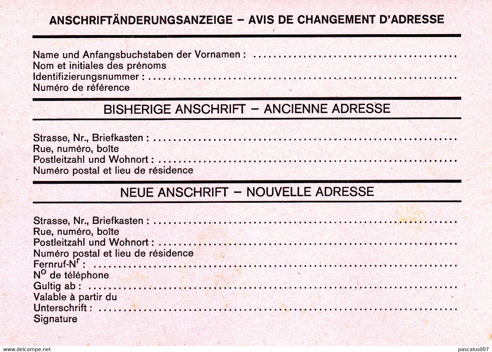 B01-314 AP - Entier Postal - Carte Postale Avis De Changement D'adresse N° 29 - Moineau Domestique - 13,00 Fr - 5 Cartes - Avis Changement Adresse