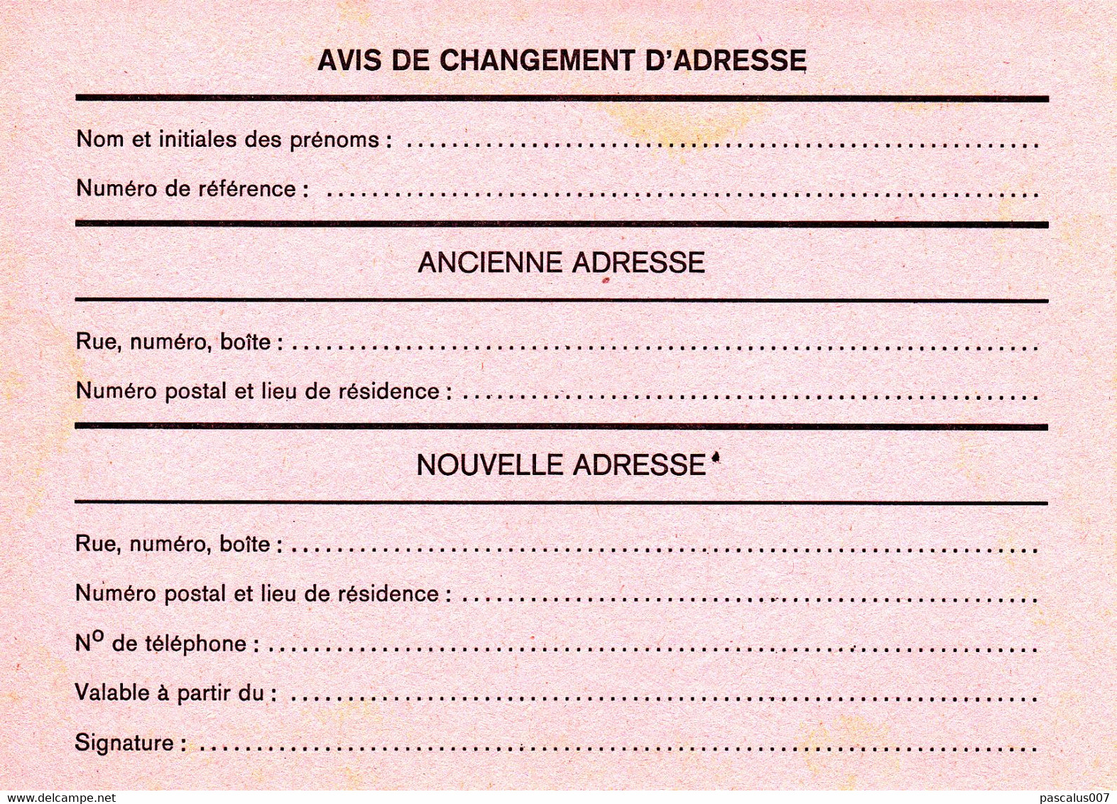 B01-314 AP - entier postal - carte postale avis de changement d'adresse N° 29 - Moineau Domestique - 13,00 Fr - 5 Cartes