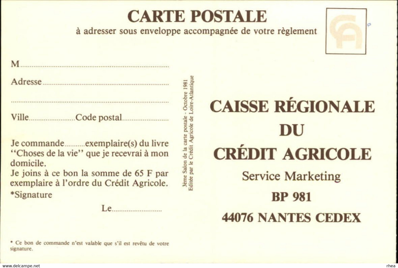 SALONS DE COLLECTIONS - Salon De Cartes Postales -  NANTES - 1981 - Carte Double - Bourses & Salons De Collections