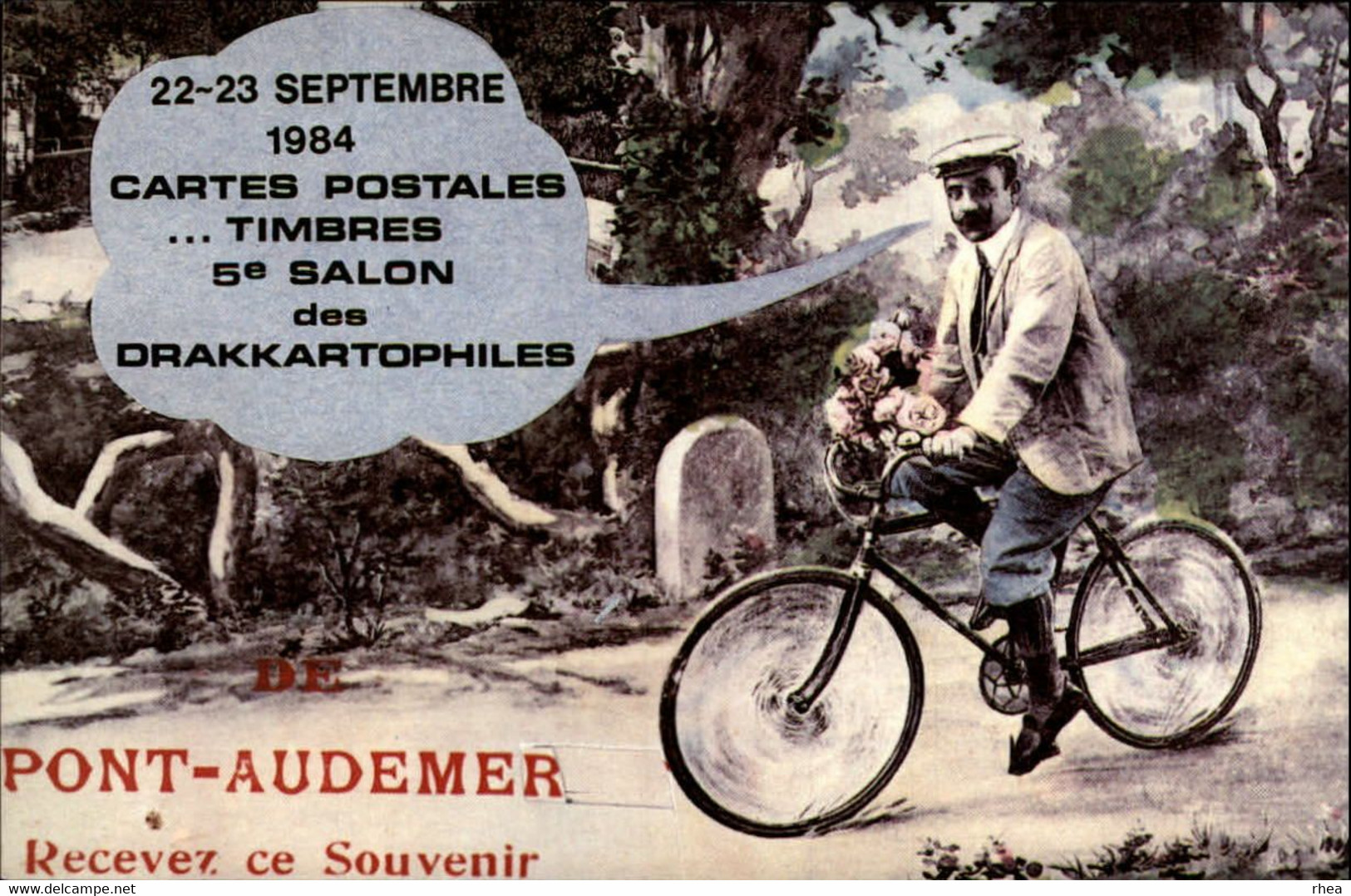 SALONS DE COLLECTIONS - 2 Cartes - Salon De Cartes Postales -  PONT-AUDEMER - 1984 Et 1985 - Bourses & Salons De Collections