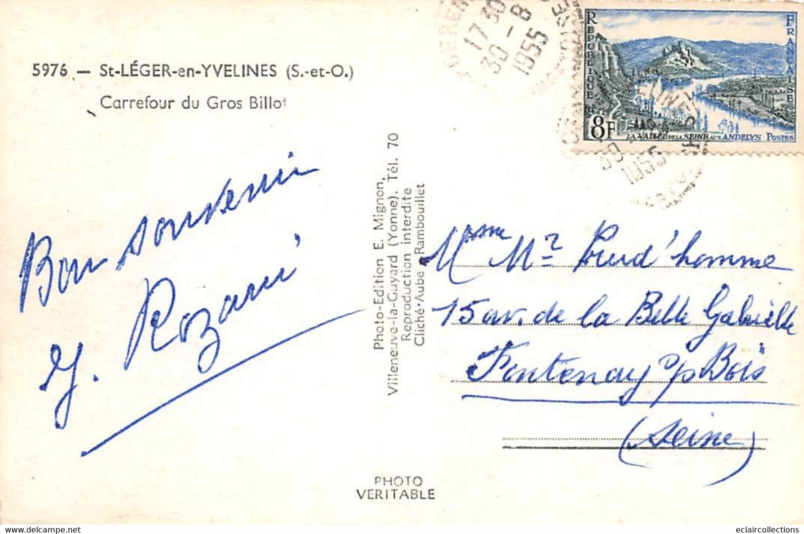 Saint Léger En Yvelines          78        Carrefour Du Gros Billot. Café Restaurant Goupy    -1955-    (voir Scan) - St. Leger En Yvelines