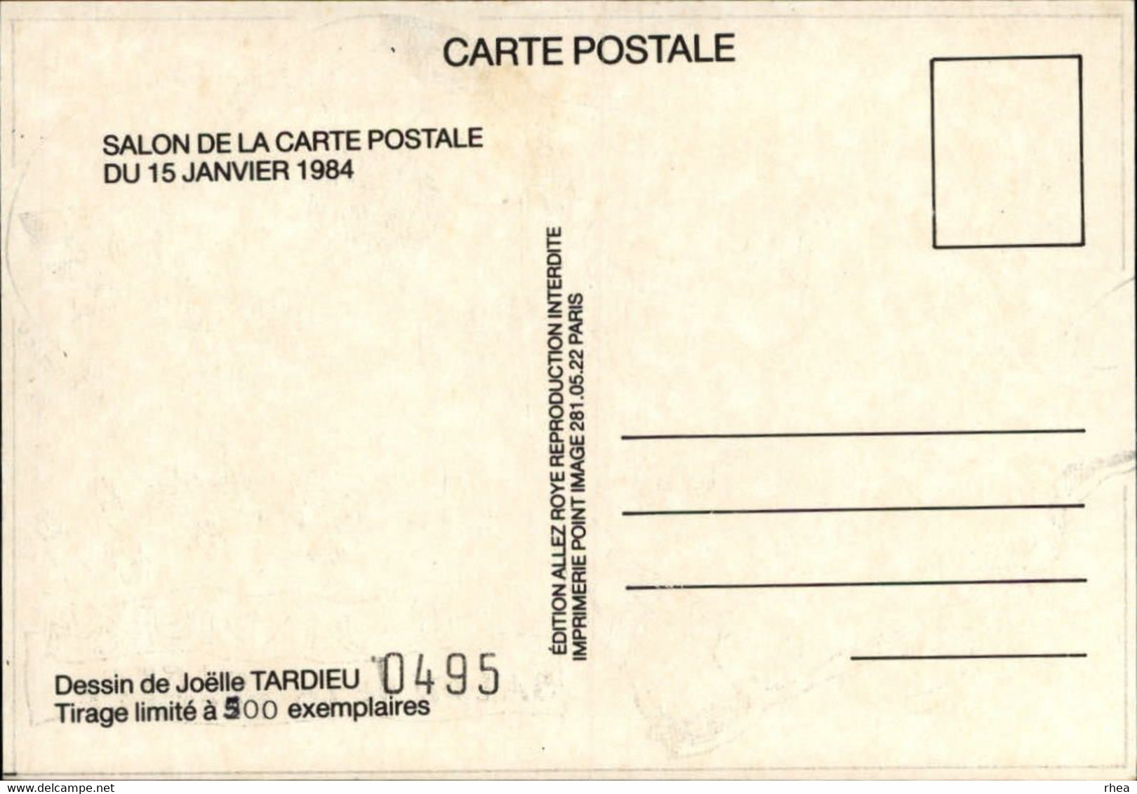 SALONS DE COLLECTIONS - Salon De Cartes Postales -  80 ROYE - Foot - Dessin De Tardieu - 1984 - Bourses & Salons De Collections