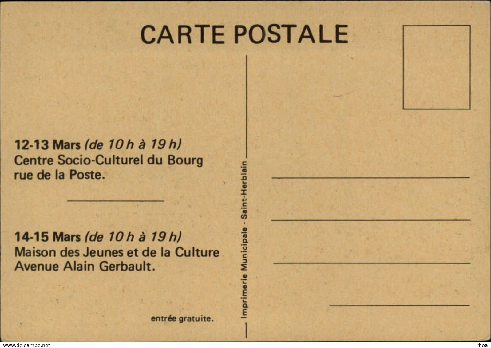 SALONS DE COLLECTIONS - Salon De Cartes Postales -  SAINT HERBLAIN - 1981 - Bourses & Salons De Collections