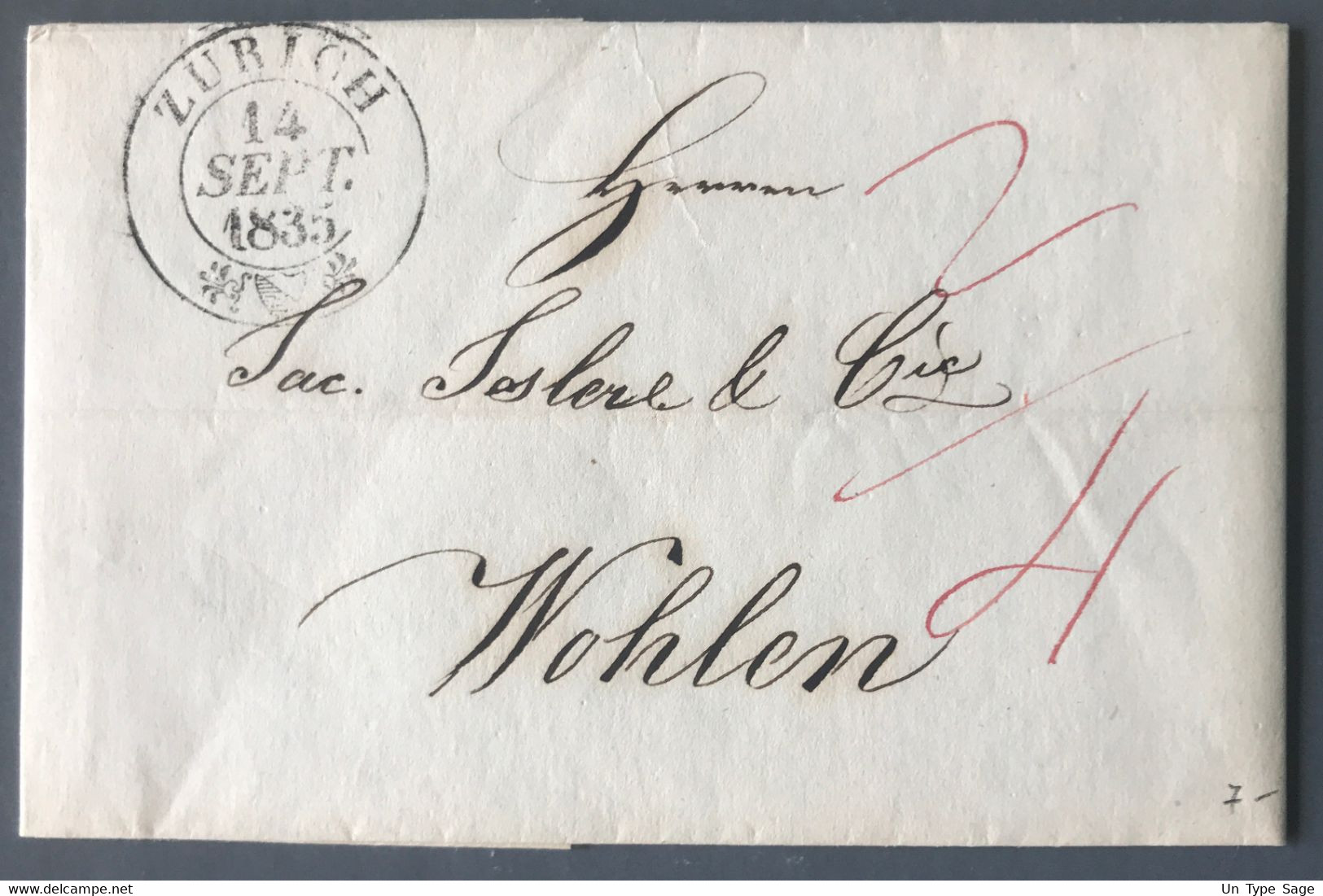 Suisse, Lettre De Zurich 14.9.1835 Pour Wohlen - (B789) - ...-1845 Vorphilatelie