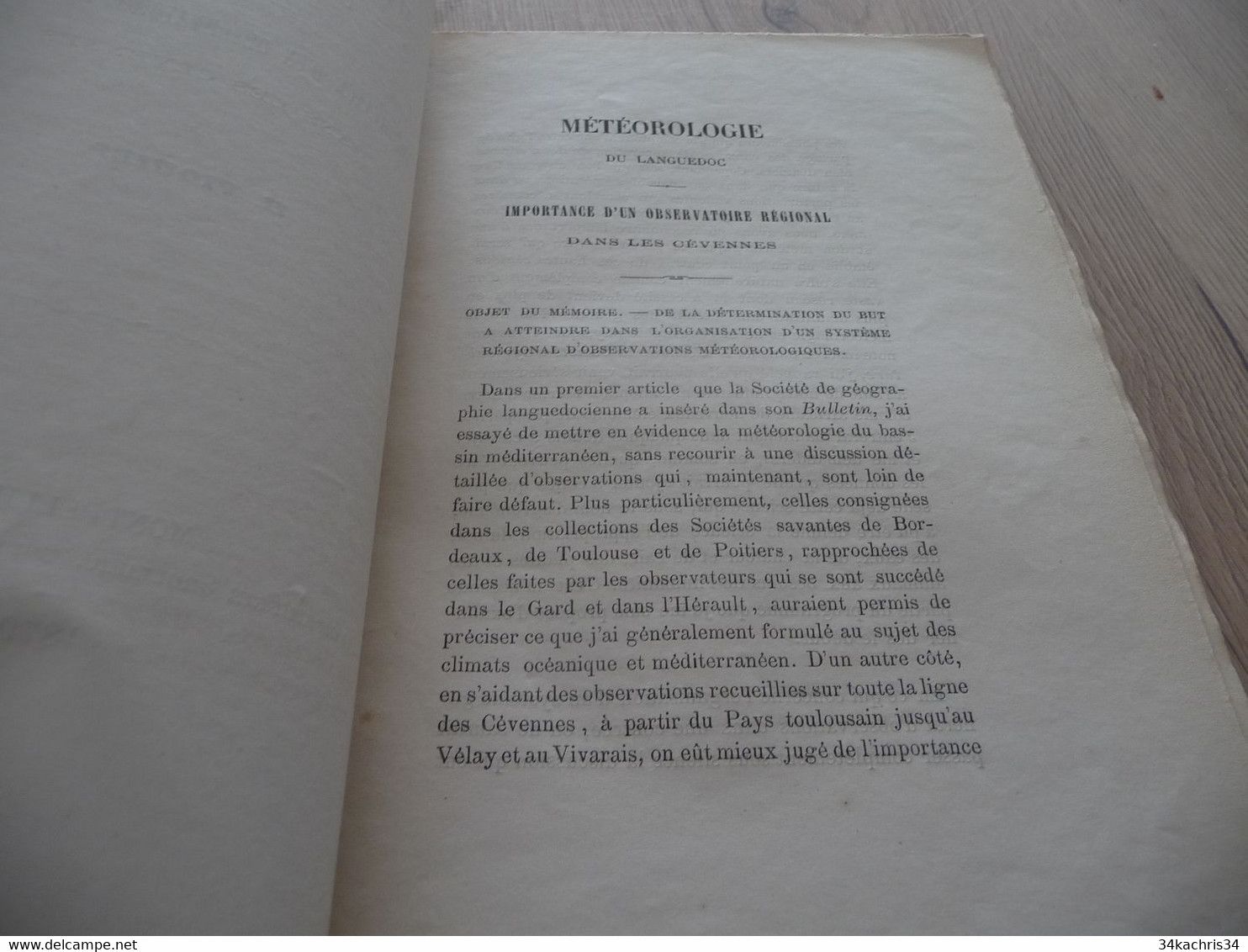 H.VIGUIER Météorologie Du Languedoc Importance D'un Observatoire Dans Les Cévennes Montpellier 1879 - Languedoc-Roussillon