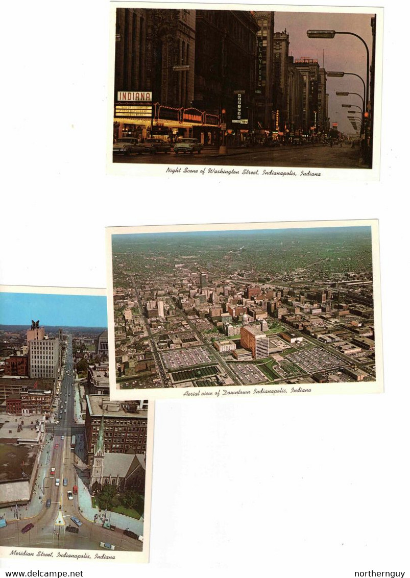 3 Different INDIANAOLIS, Indiana, USA, 1970 Chrome  Postcard - Indianapolis