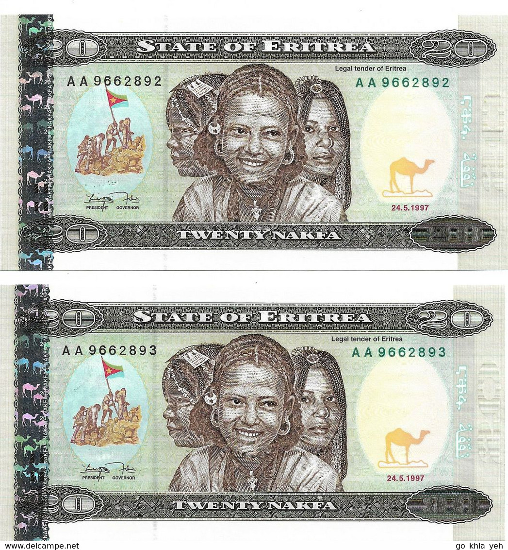 ERYTHREE 1997 20 Nakfa - P.04a  Neuf UNC - 2 - Eritrea