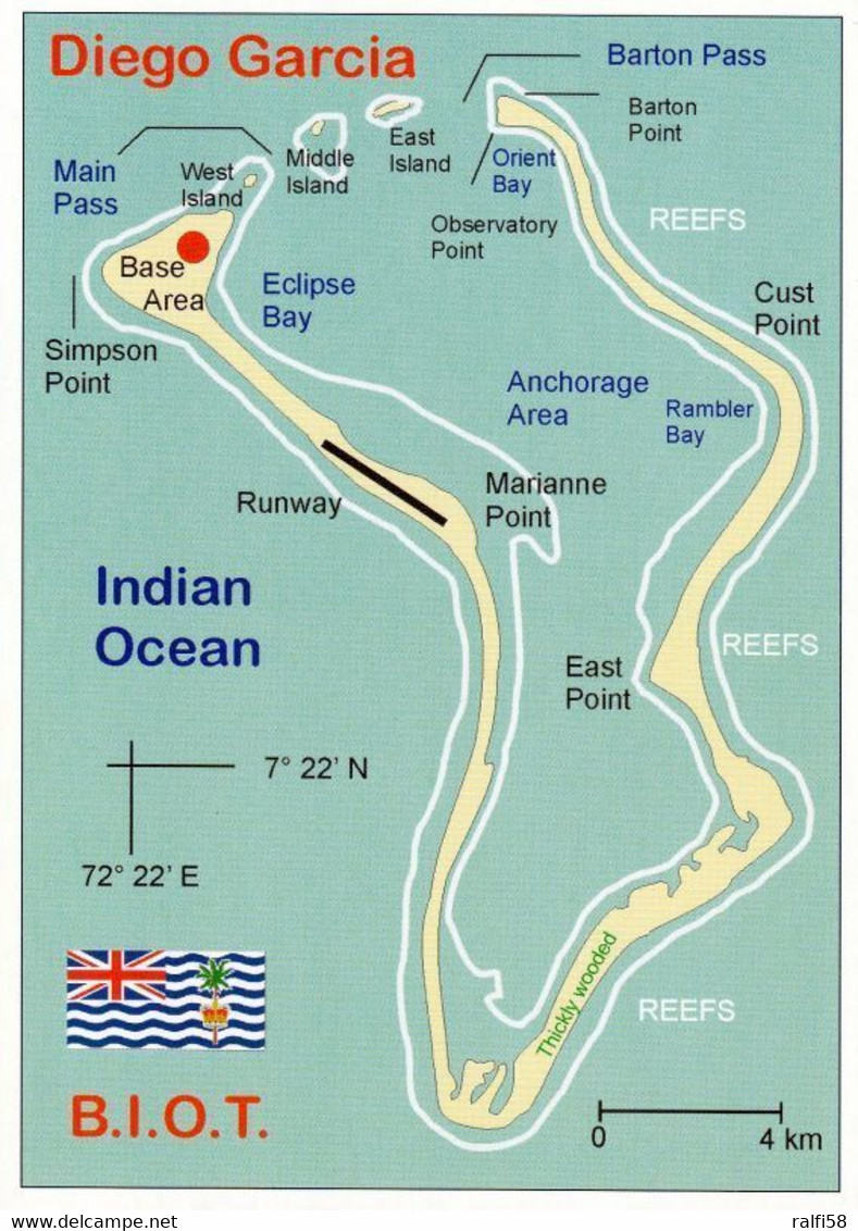 1 Map Of Diego Garcia * Ein Atoll Im Chagos-Archipel  - British Indian Ocean Territory Im Indischen Ozean * - Carte Geografiche