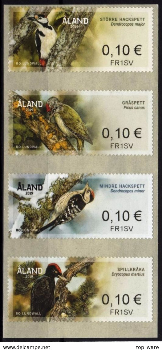 Aland Finnland ATM Woodpecker Birds Specht Vögel MNH Automatenmarken Distributeur Vending Stamps Kiosk CVP Frama - Aland