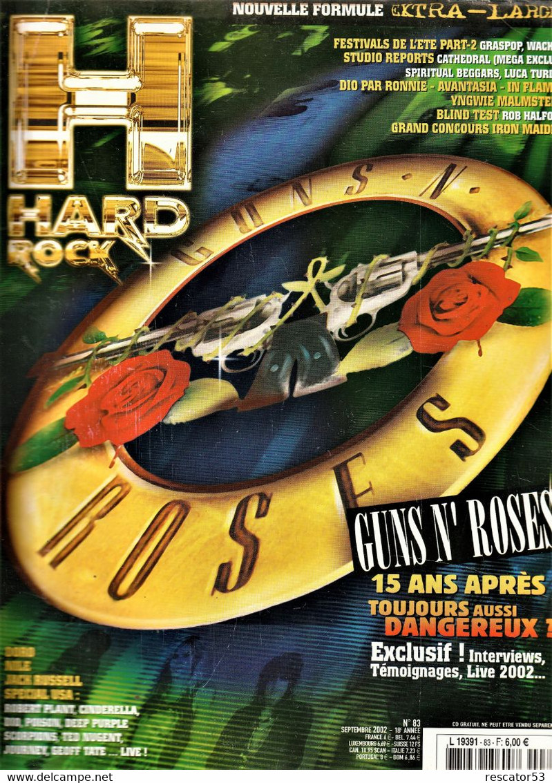 Revue Hard Rock N°83septembre 2002 Guns'n'Roses - Objets Dérivés