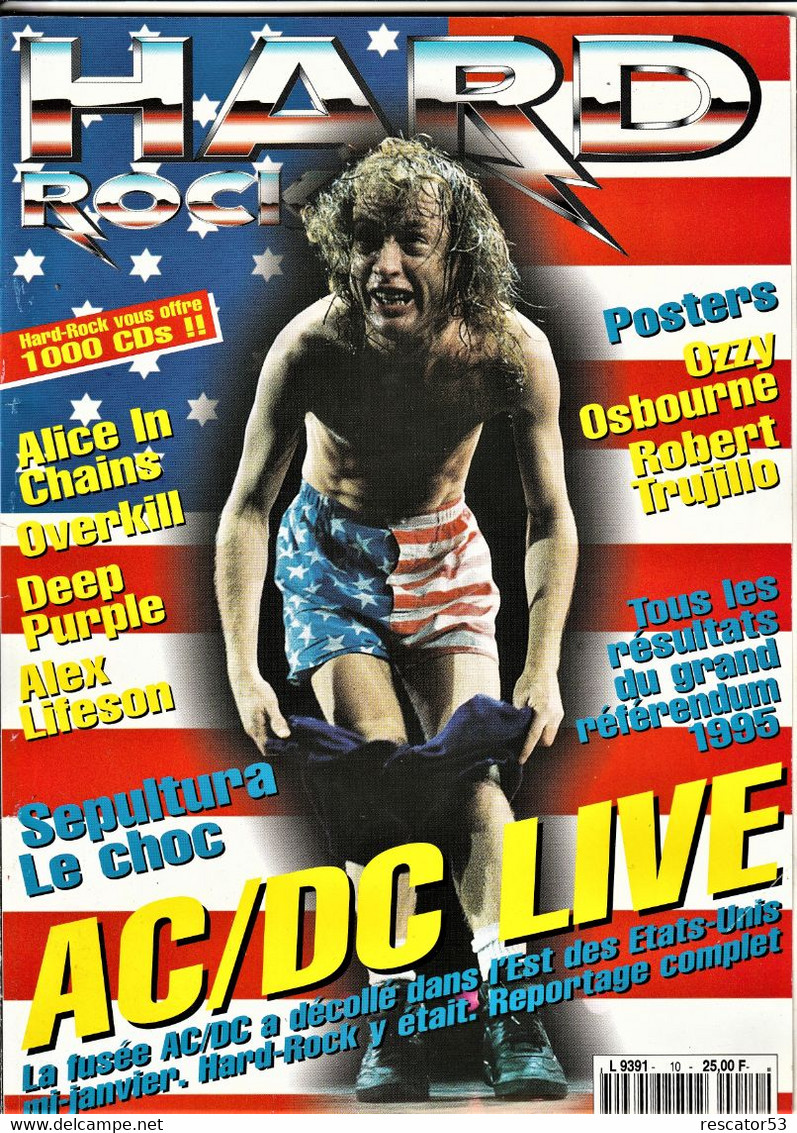 Revue Hard Rock N°10 Février 1996 AC/DC Live + Posters - Objets Dérivés