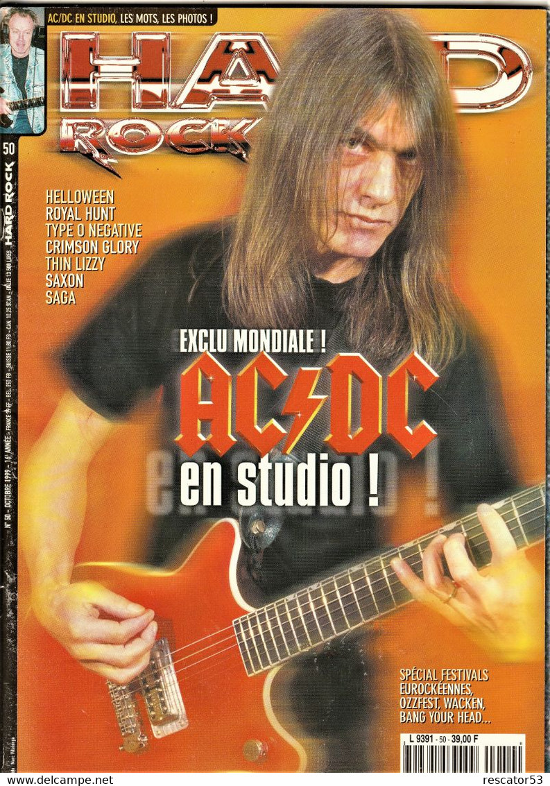 Revue Hard Rock N°50 Octobre 1999 AC/DC En Studio - Objets Dérivés