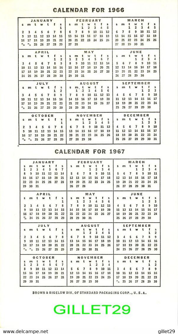CALENDRIER - TRINIDAD - DECEMBER 1996 &1966 & 1967 COMPLETE - ROLPH-CLARK STONE LTD - DIMENSION 8 X 15cm - - Petit Format : 1961-70