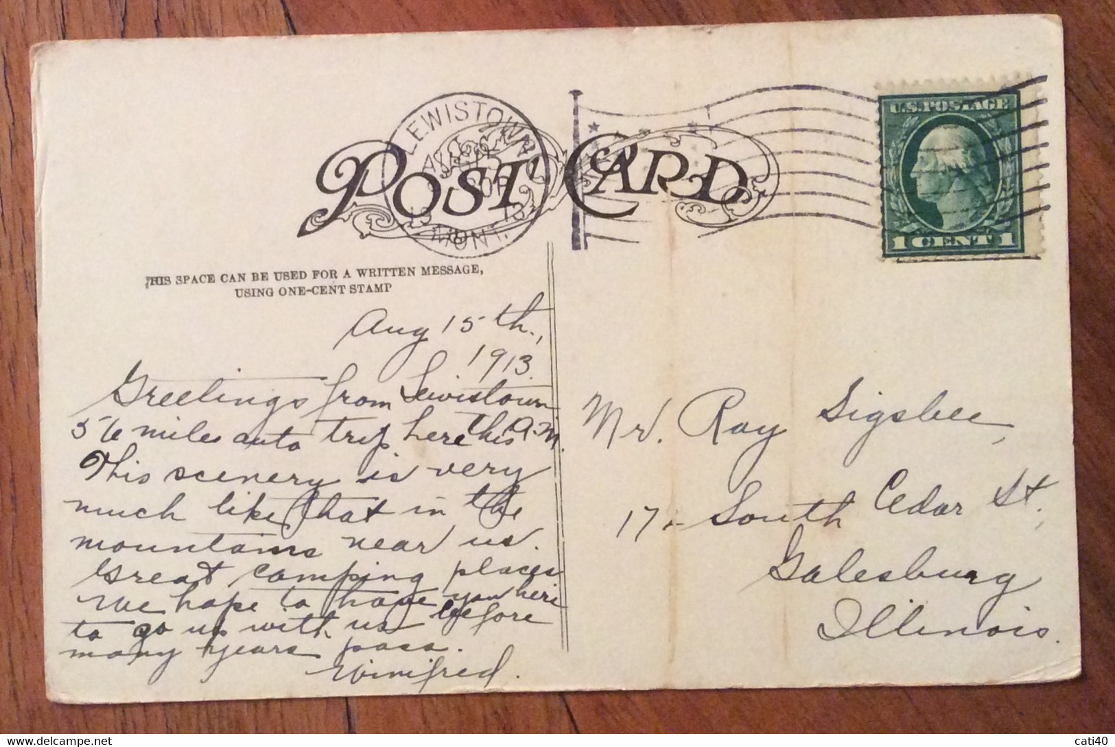 U.S.A. - JUDITH BASIN SCENERY,ROCK CREEK CANYON - VINTAGE POST CARD LEWISTOWN ,MONT. AUG 15  1913 - Cape Cod