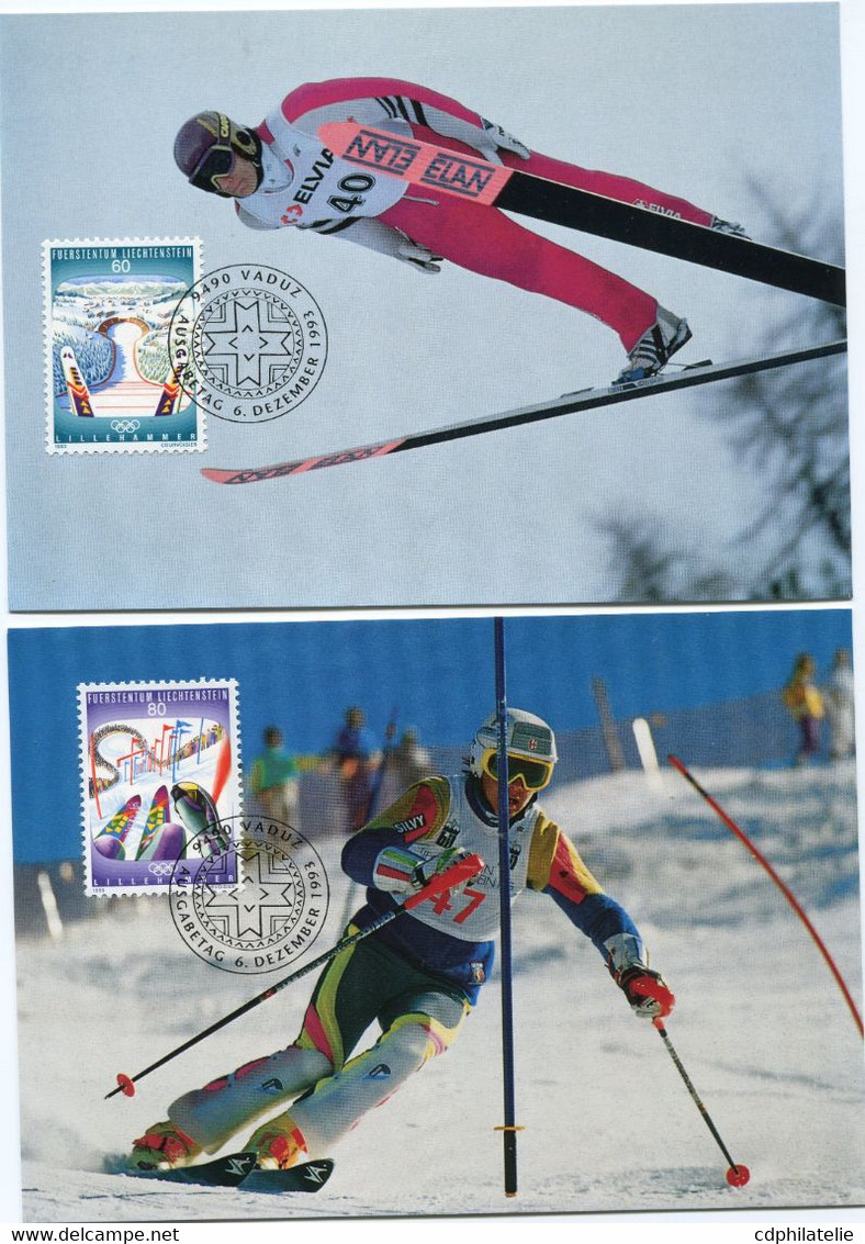 LIECHTENSTEIN CARTE MAXIMUM DES N°1017 / 1019 JEUX OLYMPIQUES D'HIVER..... AVEC OBLITERATION ILL. VADUZ 6 DEZEMBER 1993 - Invierno 1994: Lillehammer