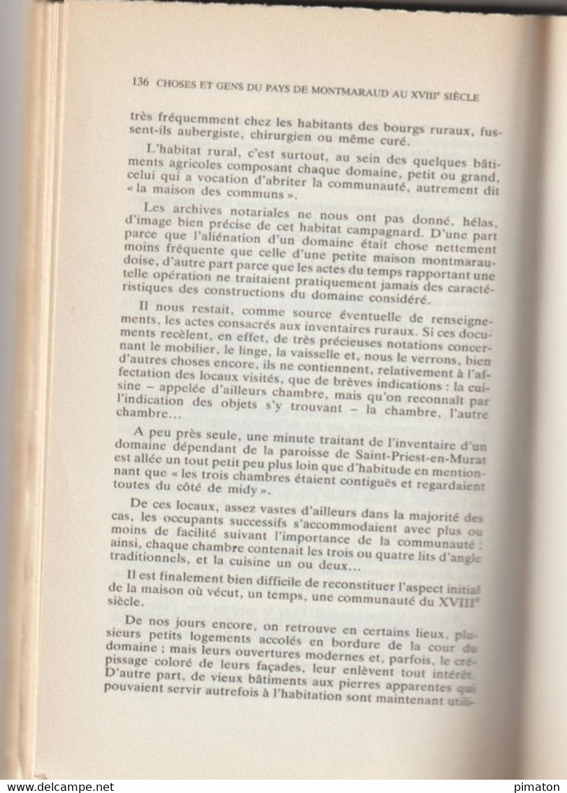 Livre De 280 Pages : CHOSES ET GENS DU PAYS DE MONTMARAUD AU XVIII SIECLE  Tome I   1987 - Bourbonnais