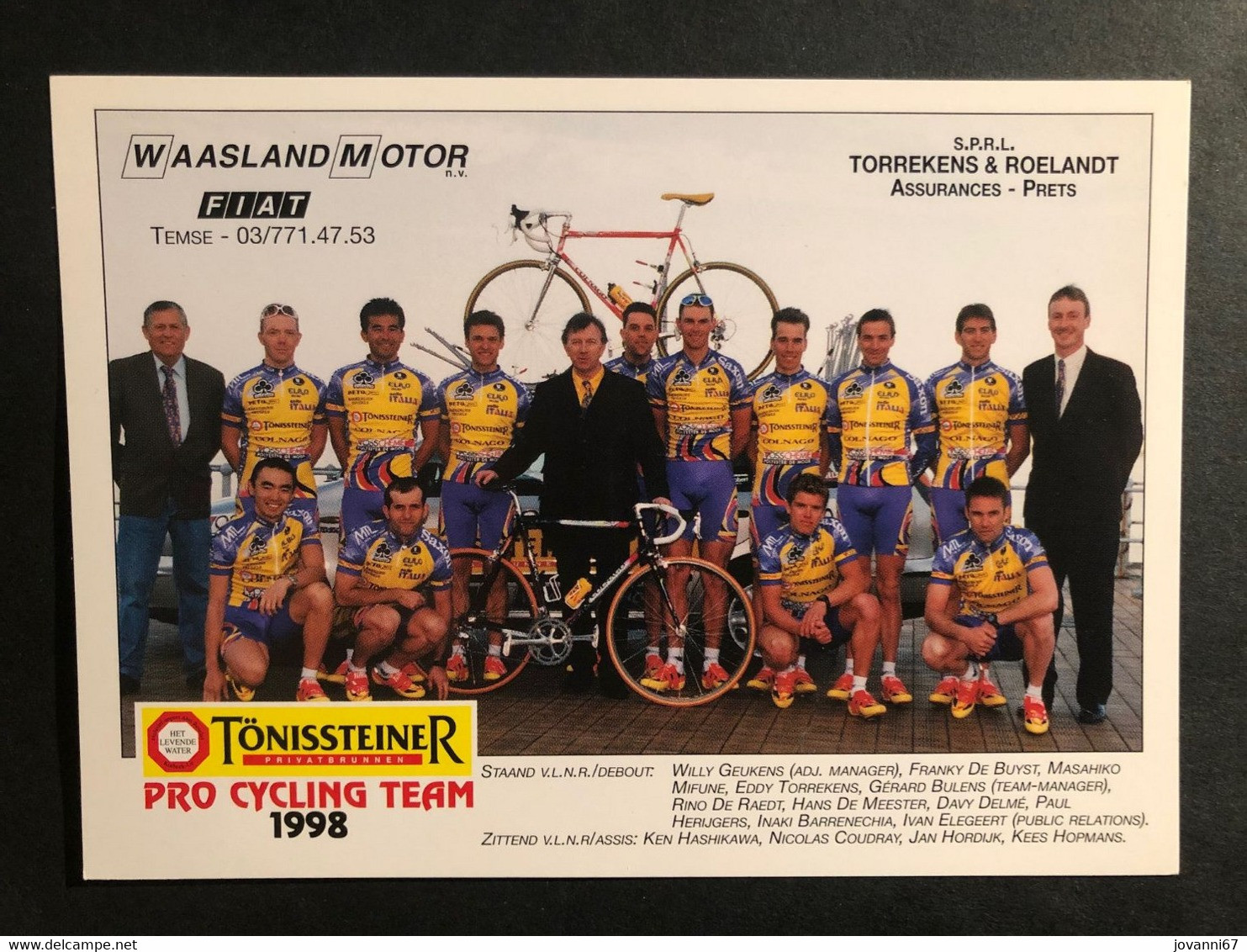 Team - Tonissteiner - 1998 - Carte / Card - Cyclists - Cyclisme - Ciclismo -wielrennen - Cycling