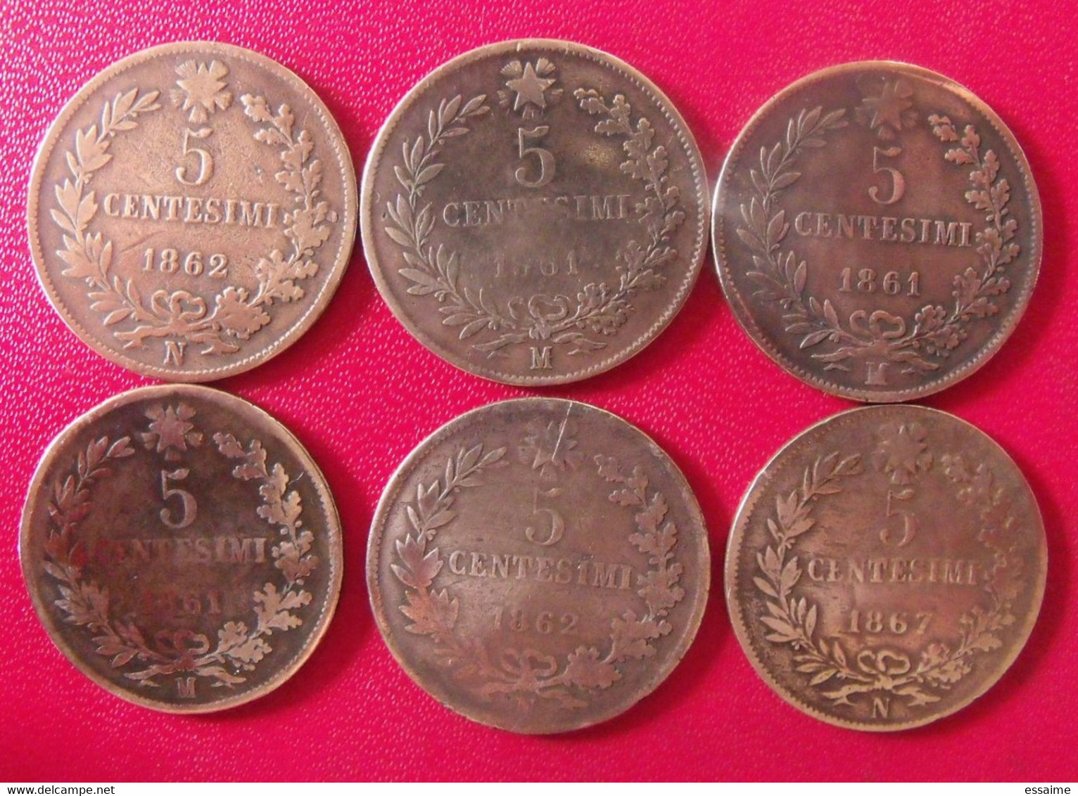 Italie Italia. Lot De 6 Pièces De 5 Centesimi 1861, 1862, 1867. Vittorio Emanuele II - 1861-1878 : Vittoro Emanuele II