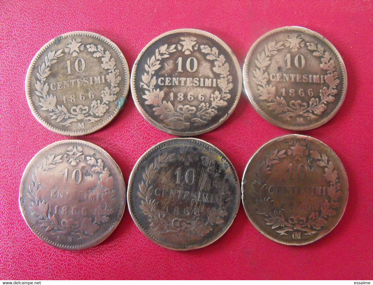 Italie Italia. Lot De 6 Pièces De 10 Centesimi 1866. Vittorio Emanuele II - 1861-1878 : Vittoro Emanuele II