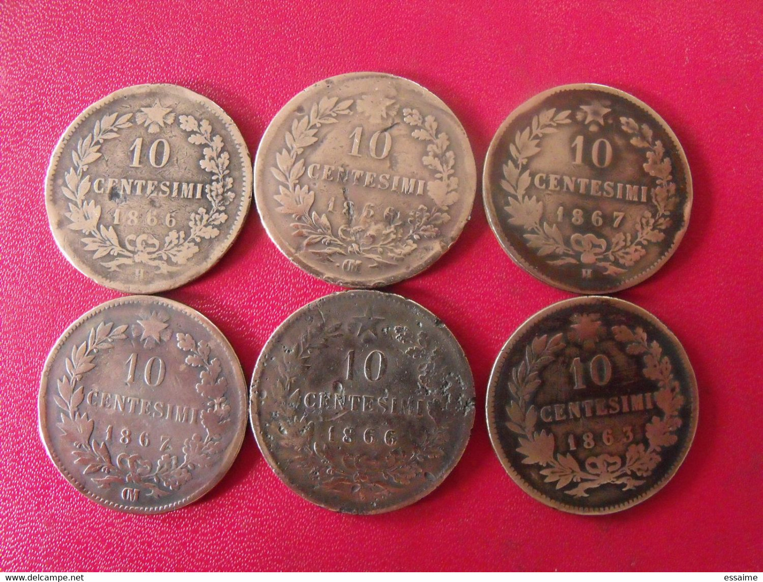 Italie Italia. Lot De 6 Pièces De 10 Centesimi 1866. Vittorio Emanuele II - 1861-1878 : Vittoro Emanuele II