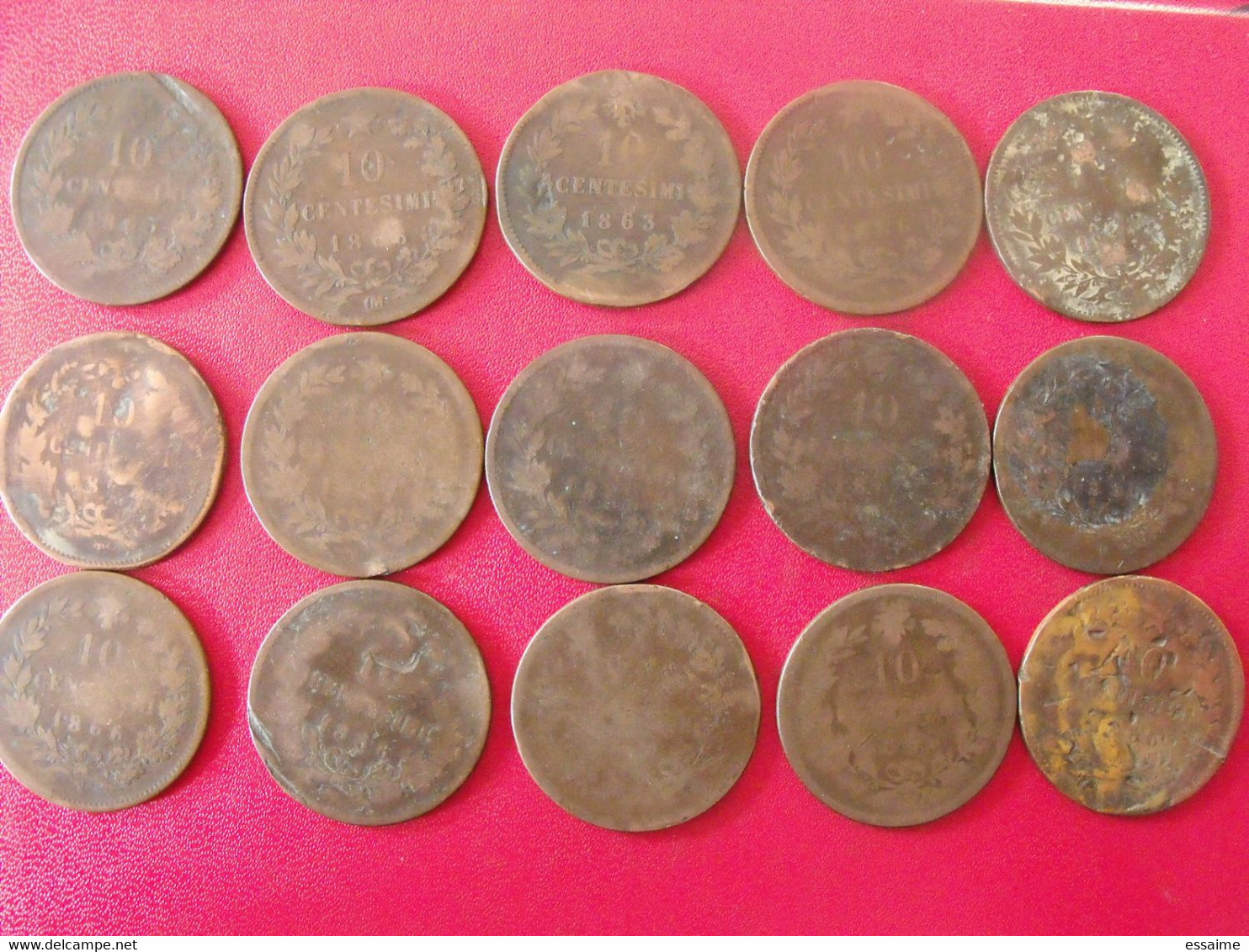 Italie Italia. Lot De 15 Pièces De 10 Centesimi 1863/1867. Vittorio Emanuele II - 1861-1878 : Vittoro Emanuele II