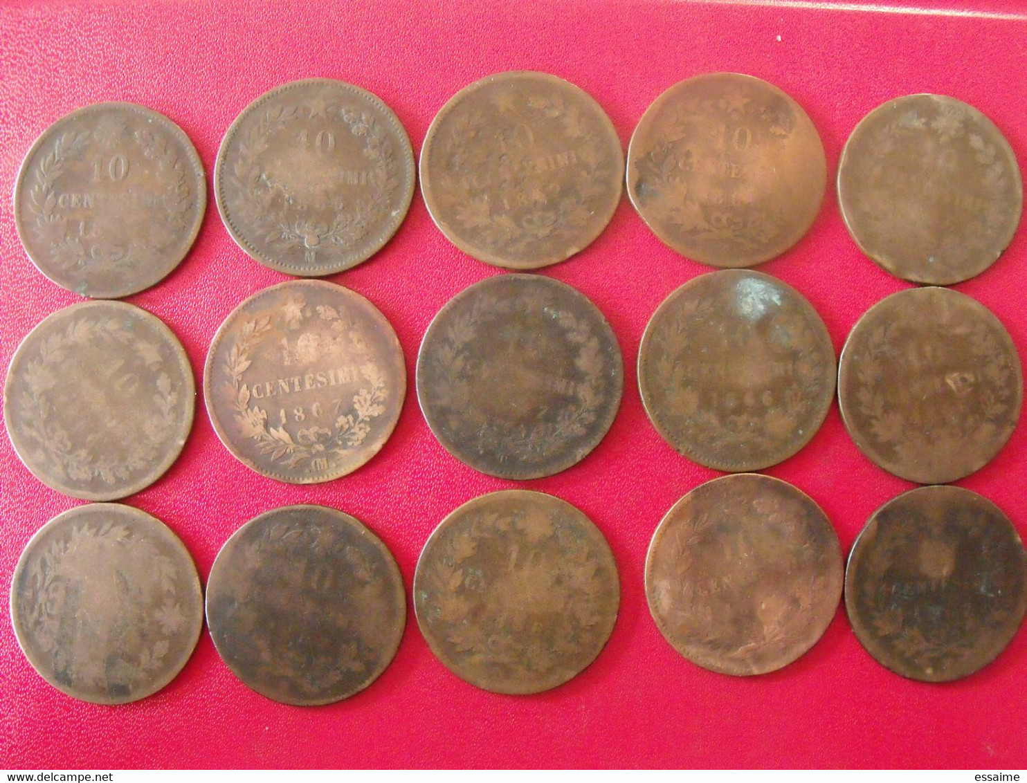 Italie Italia. Lot De 15 Pièces De 10 Centesimi 1863/1867. Vittorio Emanuele II - 1861-1878 : Victor Emmanuel II.