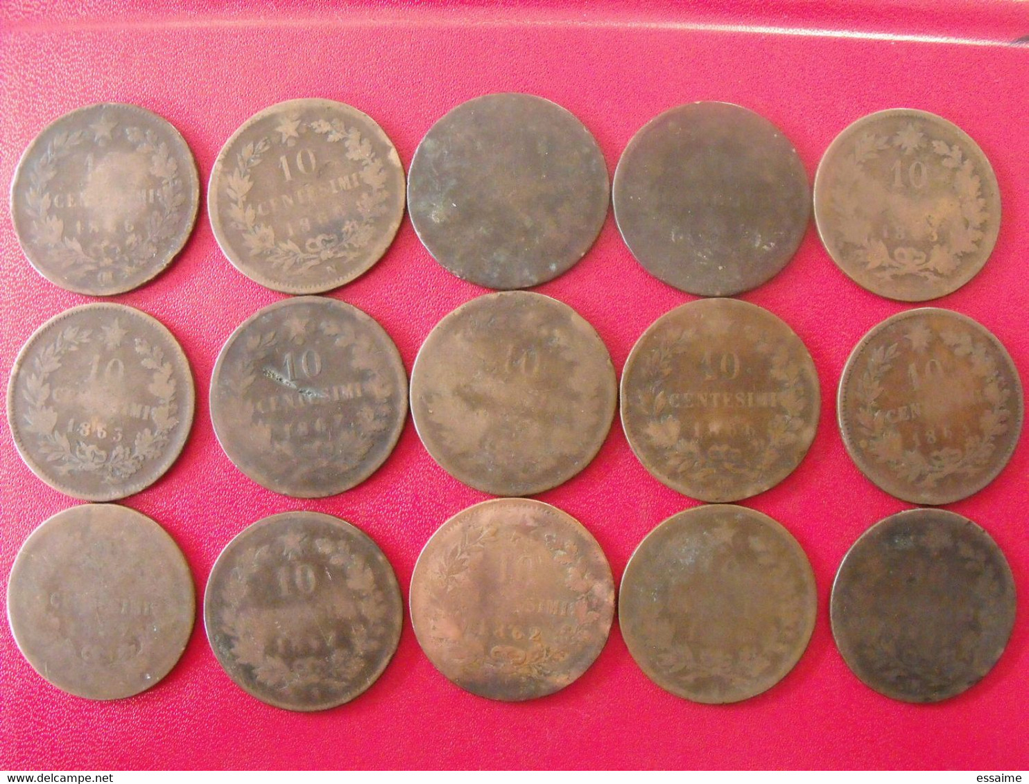 Italie Italia. Lot De 15 Pièces De 10 Centesimi 1863/1867. Vittorio Emanuele II - 1861-1878 : Victor Emmanuel II.