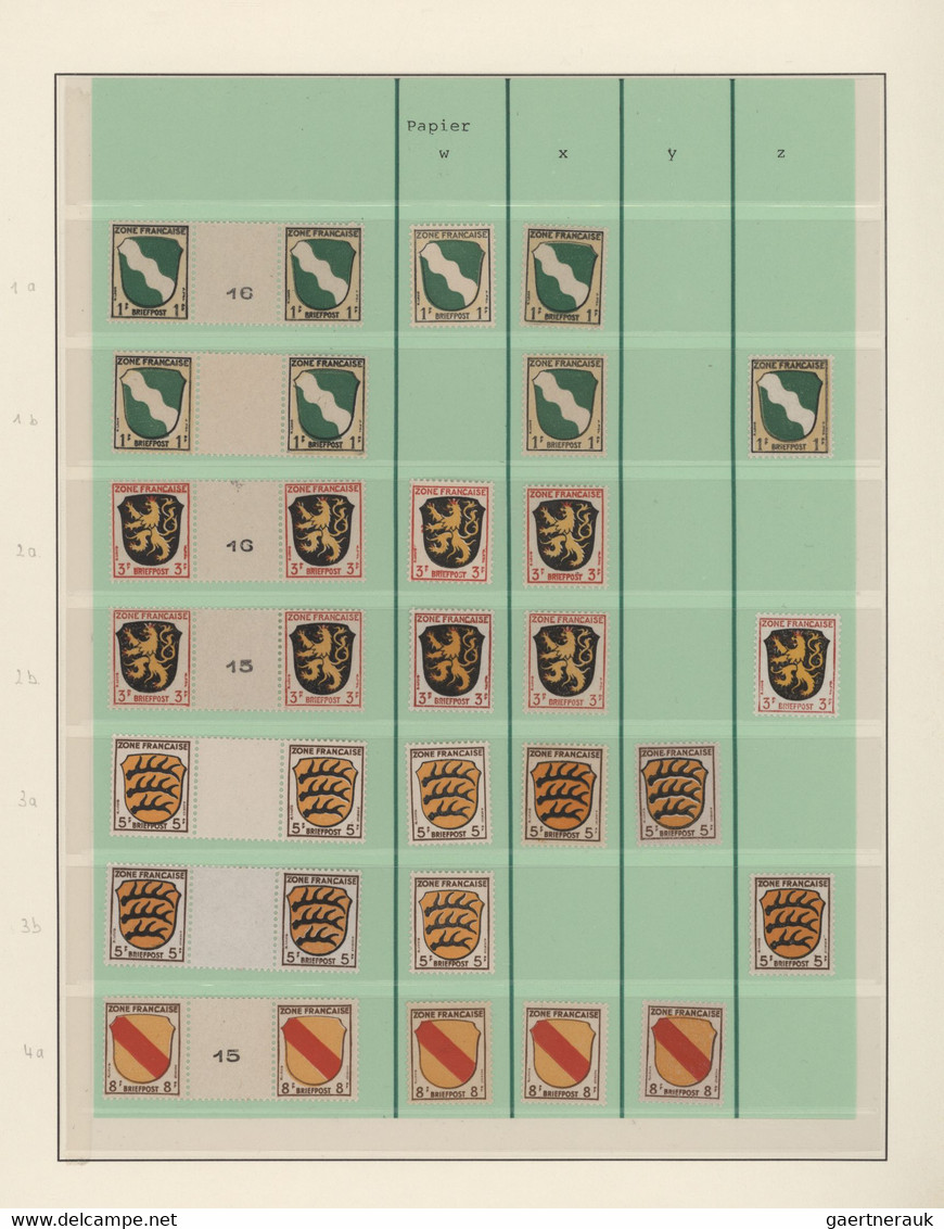 Französische Zone - Allgemeine Ausgabe: 1945/1946, Wappen 1 Pfg.-30 Pfg., Spezialsammlung Von 97 Mar - Other & Unclassified