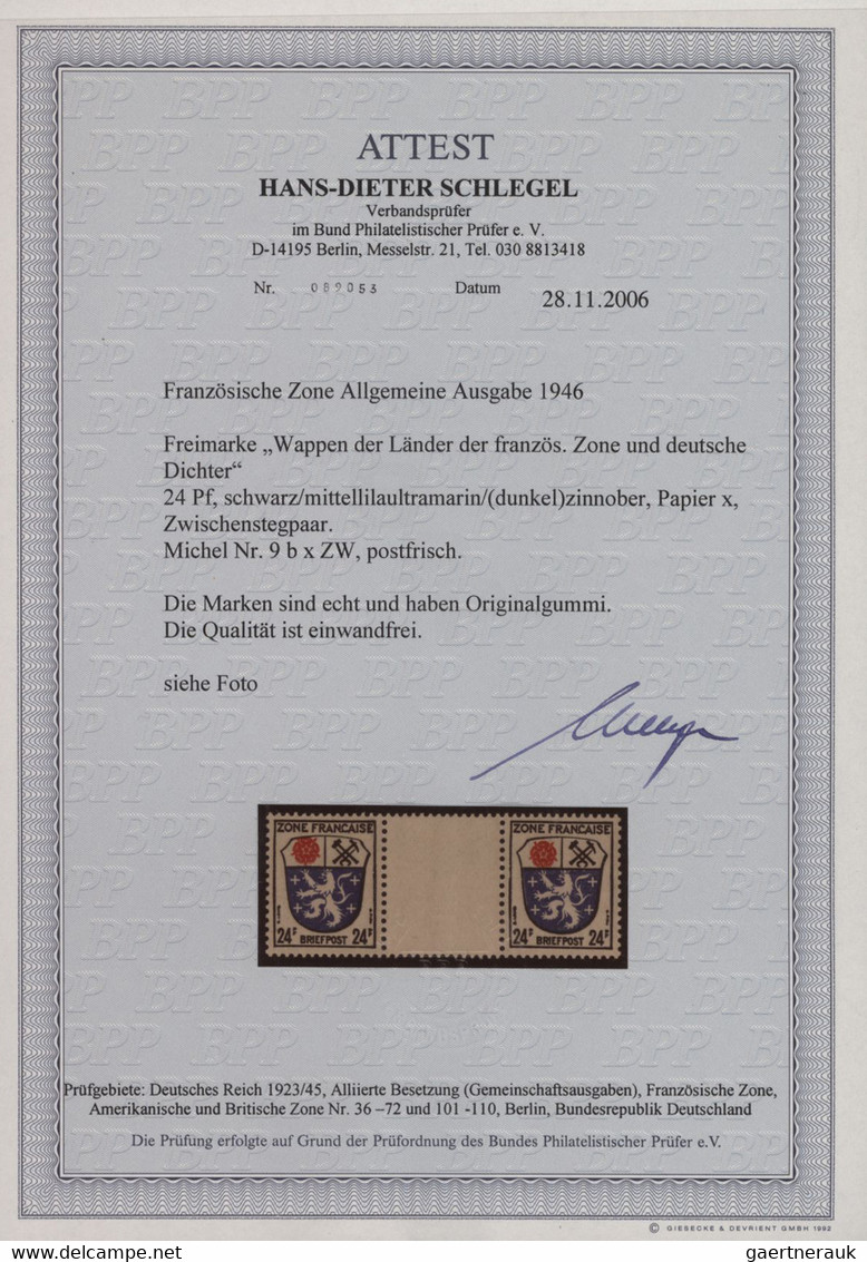 Französische Zone - Allgemeine Ausgabe: 1945/1946, Wappen 1 Pfg.-30 Pfg., Spezialsammlung Von 97 Mar - Other & Unclassified