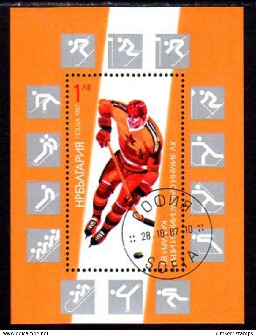 BULGARIA 1987 Winter Olympics Perforated Block  Used.  Michel Block; 175A - Blocks & Kleinbögen