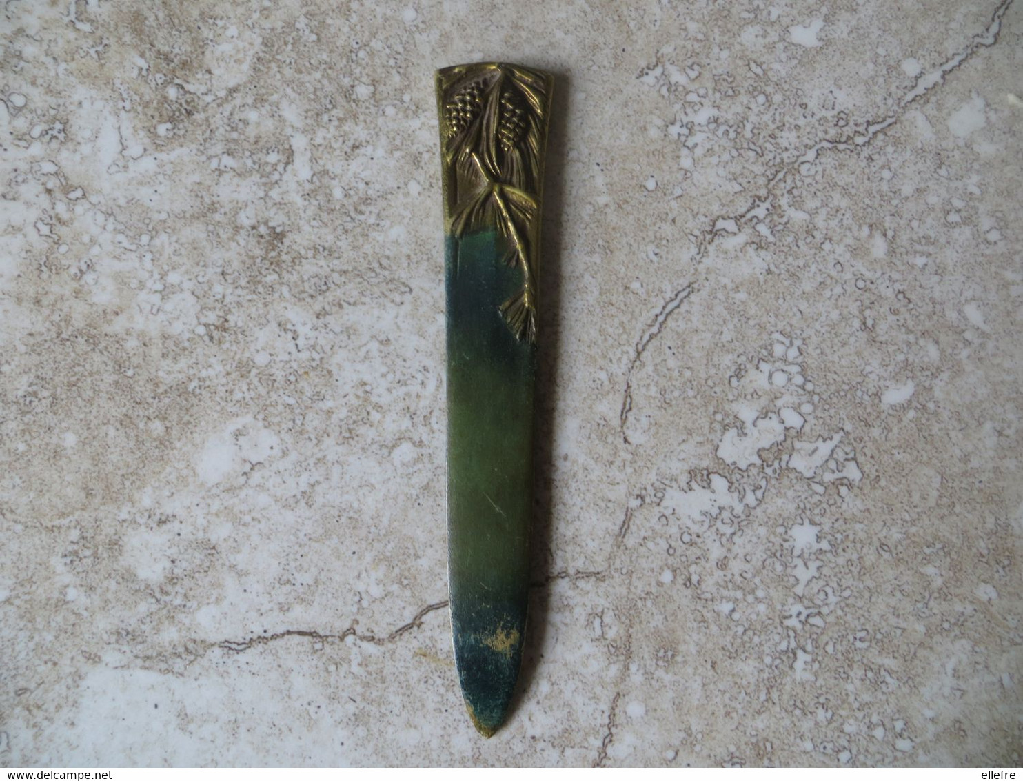 Ancien Coupe Papier Ouvre Lettre - Art Nouveau En Bronze Sculpté Très Belle Pièce à 2 Coloris Décor Végétal Belle Patine - Letter-opener