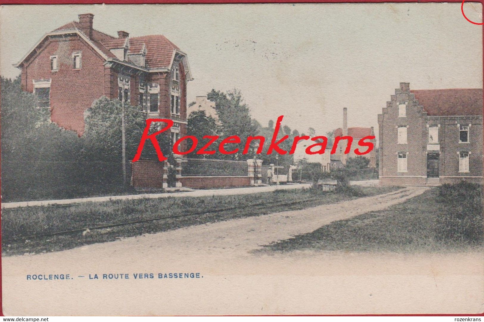 Roclenge Route Vers Bassenge Colorisee CPA RARE Rukkelingen-aan-de-Jeker Liege 1908 (En Bon état) (In Goede Staat) - Bassenge