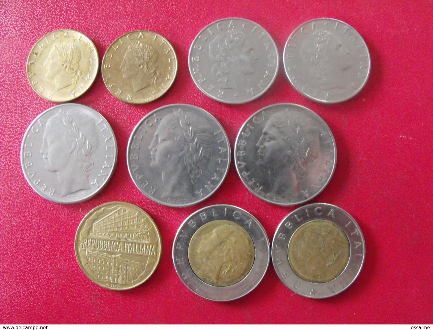 Italie Italia. Lot De 10 Pièces De 20, 50, 100, 200, 500 Lire. 1975/1996 - 5 Lire