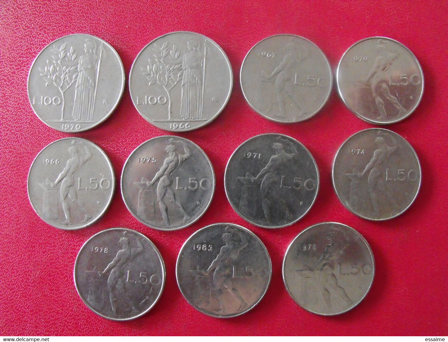 Italie Italia. Lot De 11 Pièces De 50, 100 Lire. 1966/1983 - 5 Lire