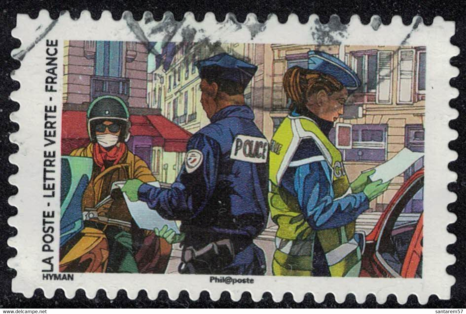 France 2020 Oblitéré Rond Used Contre Le Covid Tous Engagés Gendarme Et Policier SU - Used Stamps