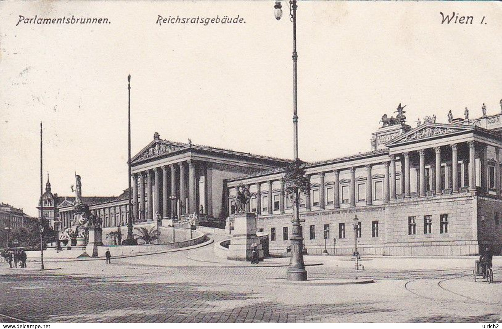 AK Wien - Parlamentsbrunnen Reichsratsgebäude - 1911   (54307) - Ringstrasse