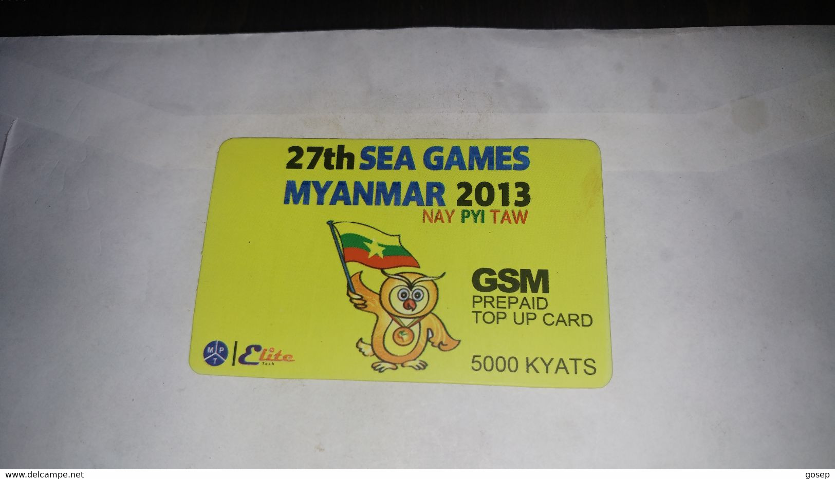 Myanmar-27th Sea Games Myanmar 2013-(22)-(2211130501198067)-(5.000kyats)-used Card+1card Prepiad Free - Myanmar (Burma)