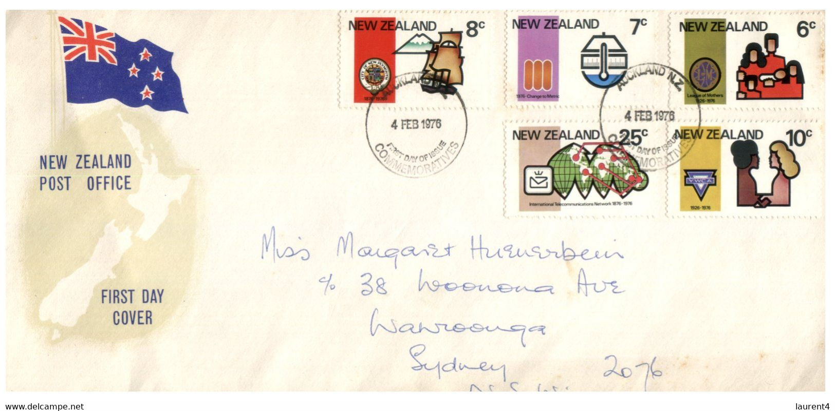 (HH 22) New Zealand To Australia - Set Of Stamps On FDC Cover Posted To Sydney 4th Feb 1976 - Lettres & Documents