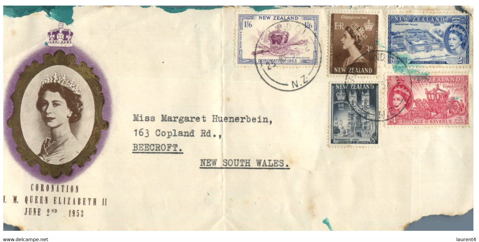 (HH 22) New Zealand To Australia - FDC Cover (front Cover Only) Posted To Sydney - Queen Elizabeth Coronation - Cartas & Documentos