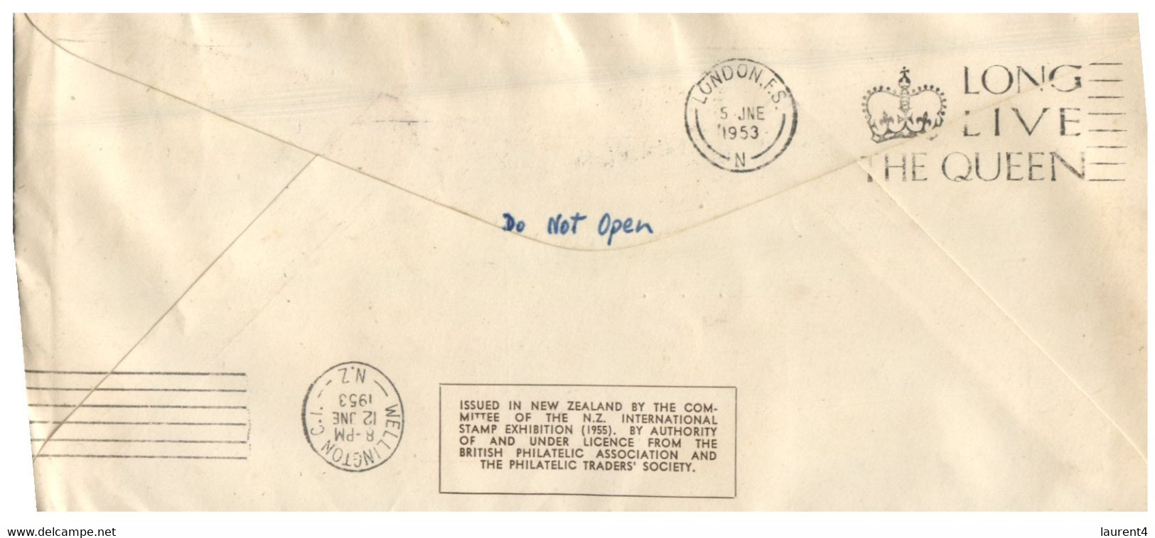 (HH 22) New Zealand To Hamilton Via London - FDC Cover - Queen Elizabeth II Coronation Set Of Stamps - Cartas & Documentos
