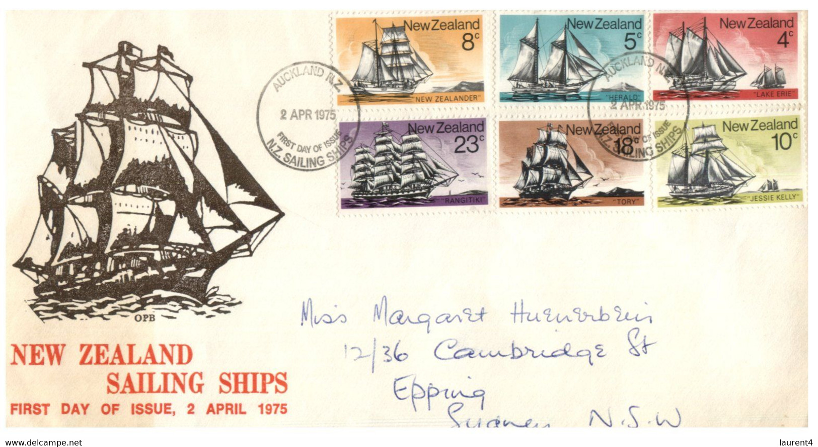 (HH 22) New Zealand FDC Cover - Sailing Ships 1975 (posted To Sydney) - Brieven En Documenten