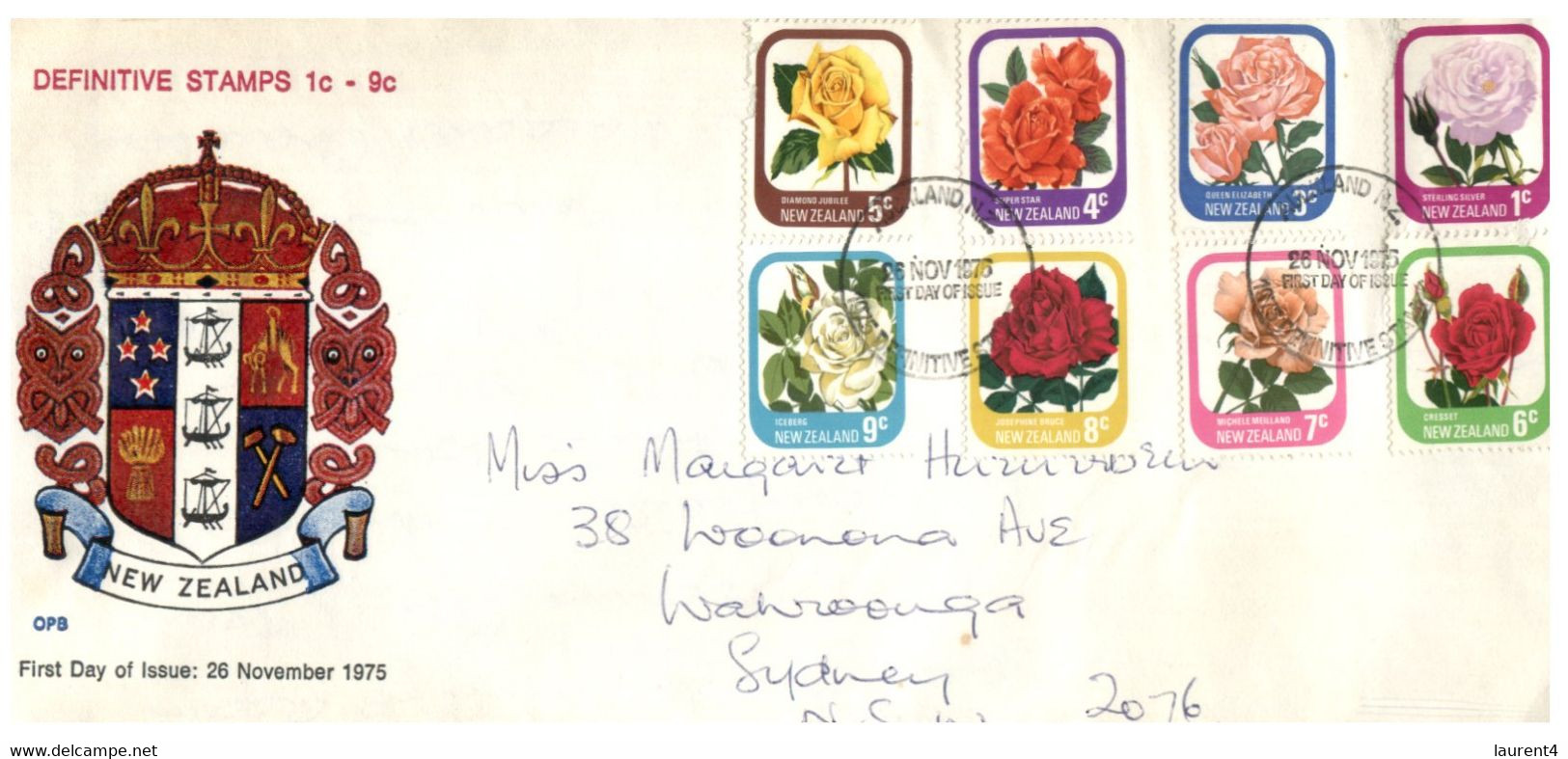 (HH 22) New Zealand FDC Cover - Definitive Flowers Stamps 1975 (posted To Sydney) - Storia Postale