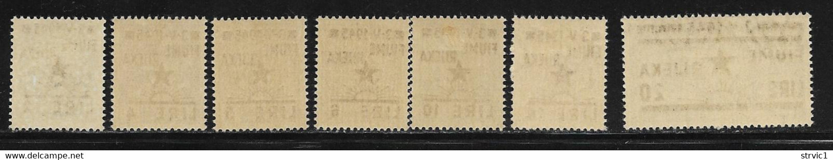 Italian Occupation Trieste B Fiume, Michel # 27-33 Mint Hinged Italy Social Rep. Stamps Surcharged, 1945 - Occup. Iugoslava: Fiume