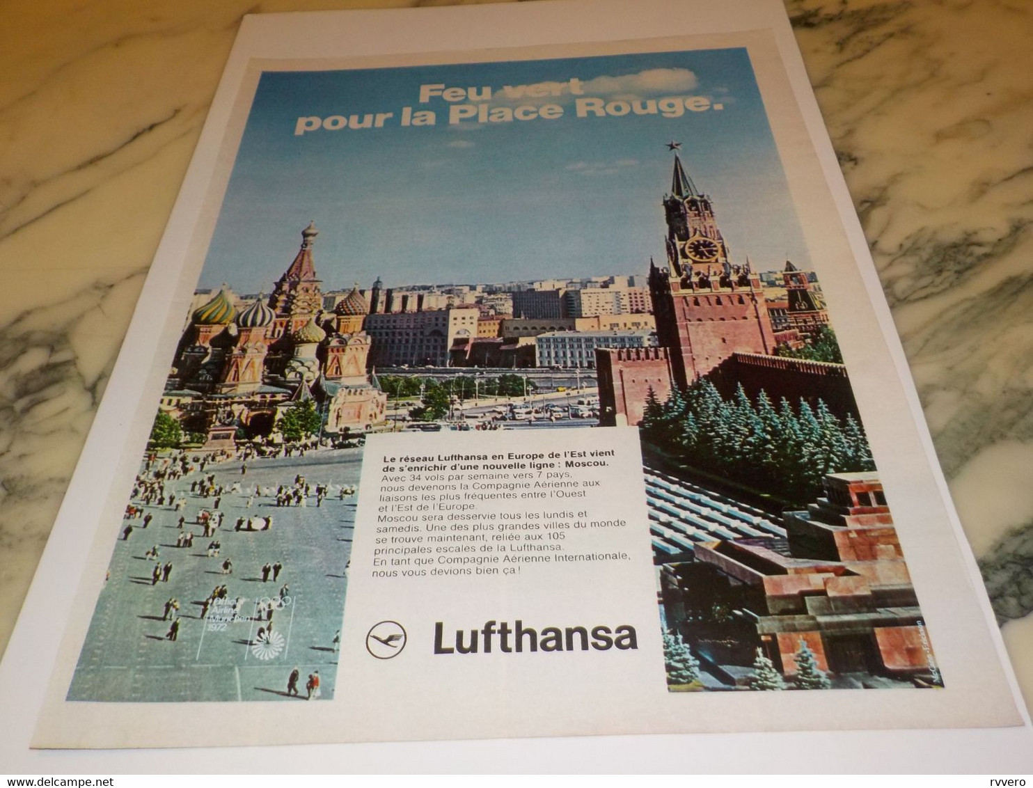 ANCIENNE PUBLICITE PLACE ROUGE  LUFTHANSA 1972 - Publicités